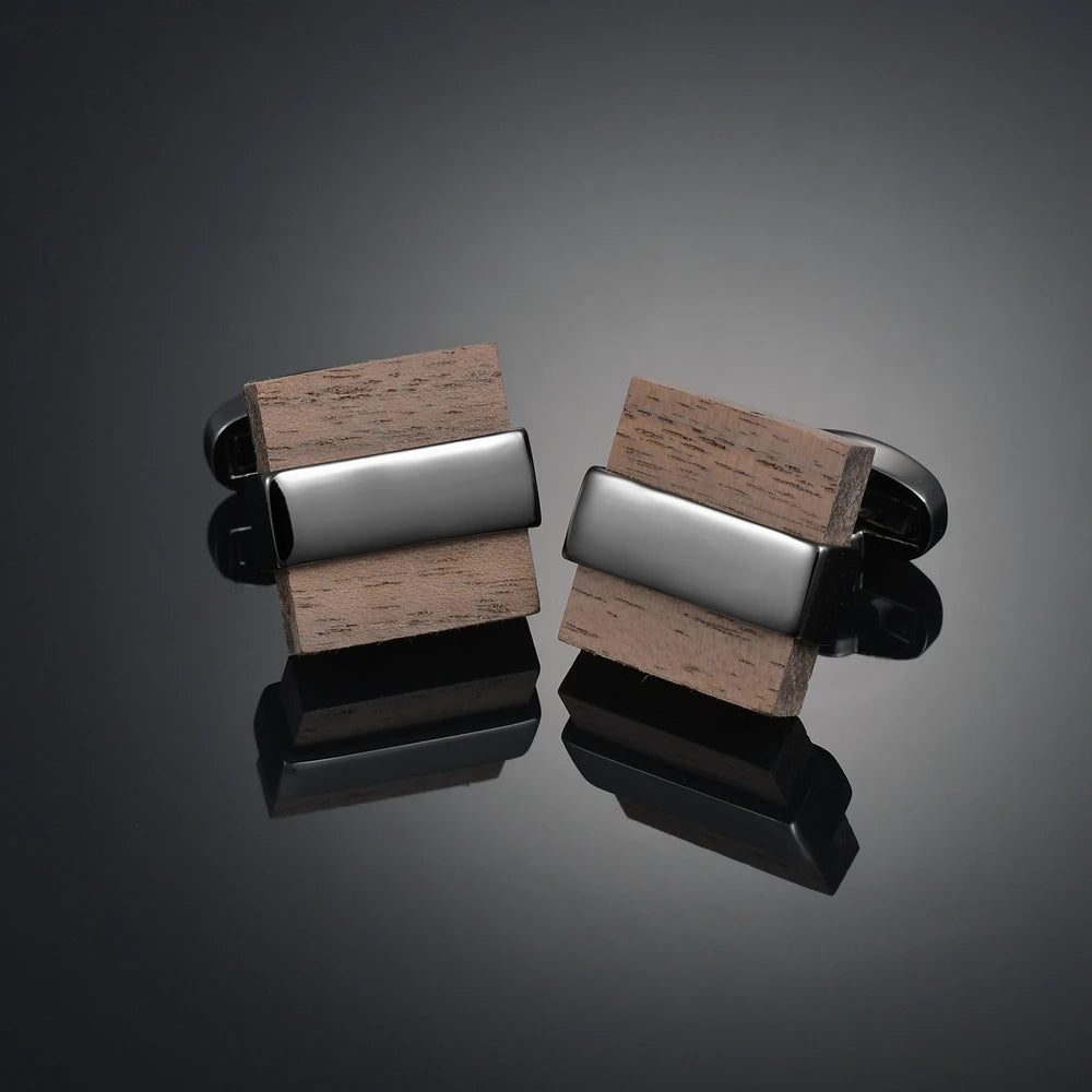 Novelty Luxury Quality Copper Carbon Fibe/ Red Wood/Crystal Cufflinks Design for Mens French Suit Accessories Jewellery Gemelos