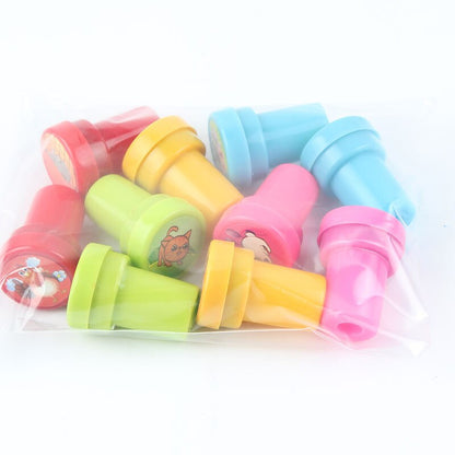 10pcs/Set Children Toy Stamps Cartoon Animals Fruits Kids Seal for Scrapbooking Stamper DIY Cartoon Stamper Toys