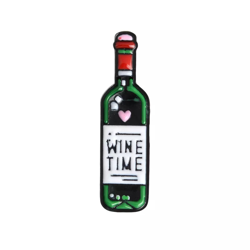 Wine Time Mini Cute Wine and Wine Glasses Couple Pins Red Wine Bottle Cup Brooches Enamel Pin Badge for Lovers Best Friend Pins