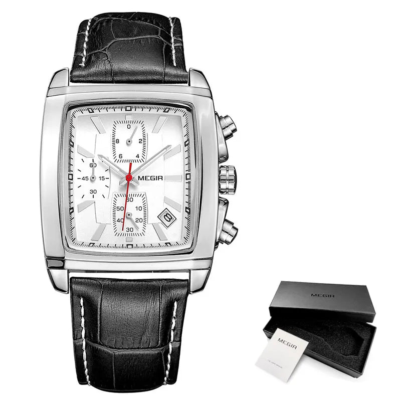 MEGIR New Casual Brand Watches Men Hot Fashion Sport Wristwatch Man Chronograph Leather Watch for Male Luminous Calendar Hour