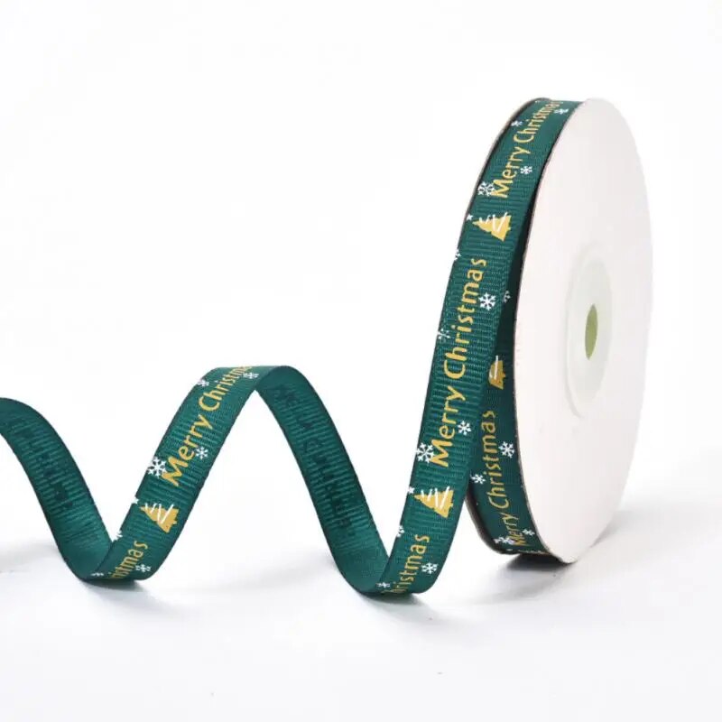 10Yards Christmas Decoration Ribbon DIY Handmade Printed  Polyester Party Christmas Wedding Party Packing Gilding Ribbon