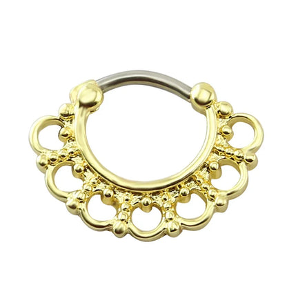 Indian Nose Piercing Septum Clicker Real Clip Rings Piercing Jewelry Septum Tribal Hoop Nose Ring Body Piercing Septo Indiano