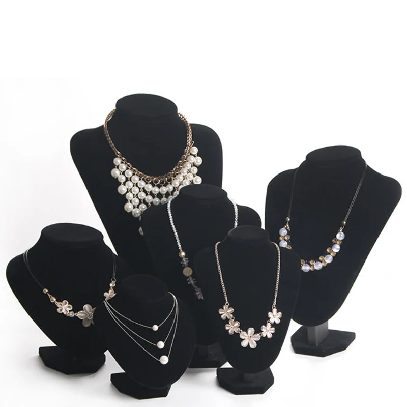 Model Bust Show Exhibitor 6 Options Black Velvet Jewelry Display Necklace Pendants Mannequin Jewelry Stand Organizer