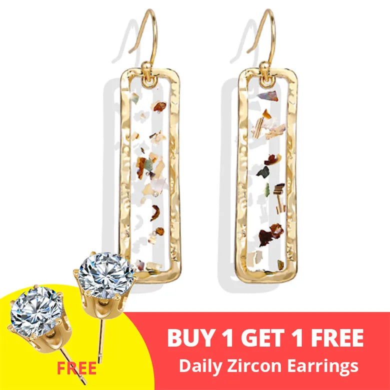 17KM New Vintage Earrings 2022 Geometric Shell Earrings for Women Girl BOHO Resin Drop Earrings Brincos Fashion Tortoise Jewelry