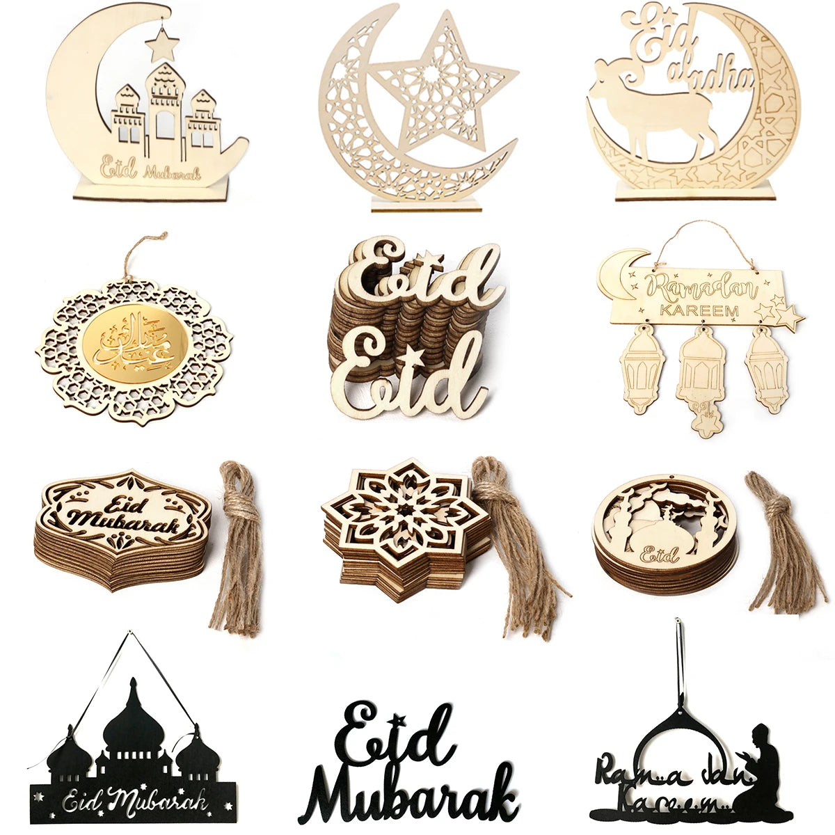 Wooden EID MUBARAK Ramadan Decoration Islamic Ramadan and Eid Decorations for Food Eid Al Adha EID Muslim Decor Ramadan