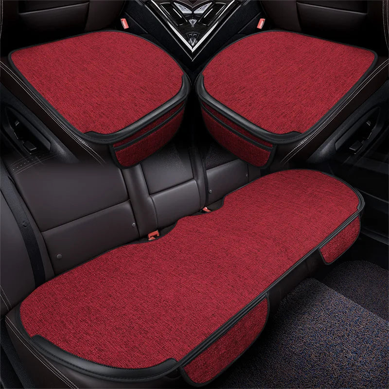 Flax Car Seat Covers Front Rear Full Set Choose Car Seat Cushion Linen Fabric Seat Pad Protector Car Accessories Anti-Slip