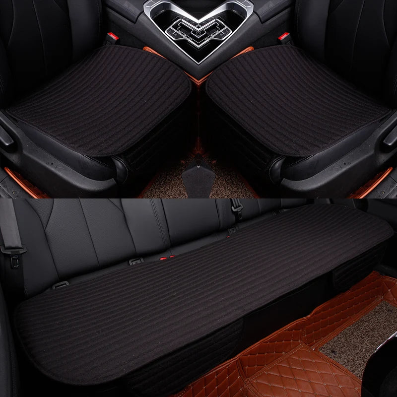 Flax Car Seat Covers Front Rear Full Set Choose Car Seat Cushion Linen Fabric Seat Pad Protector Car Accessories Anti-Slip