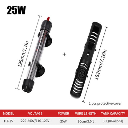 110v-220v Adjustable Temperature Thermostat Heater Rod 25w/ 50w/ 100w/ 200w/ 300W Submersible Aquarium Fish Tank Water Heat