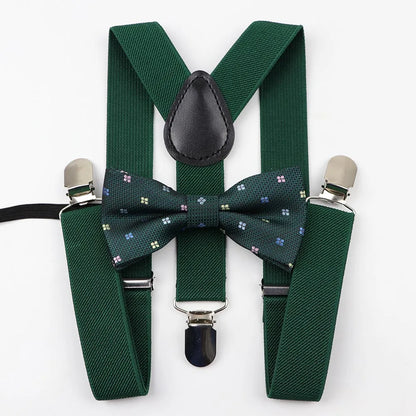 Cartoon Children Belt Bowtie Set Baby Boys Suspenders Polyester Y-Back Braces Two Colors Bow Tie Adjustable Elastic Kids