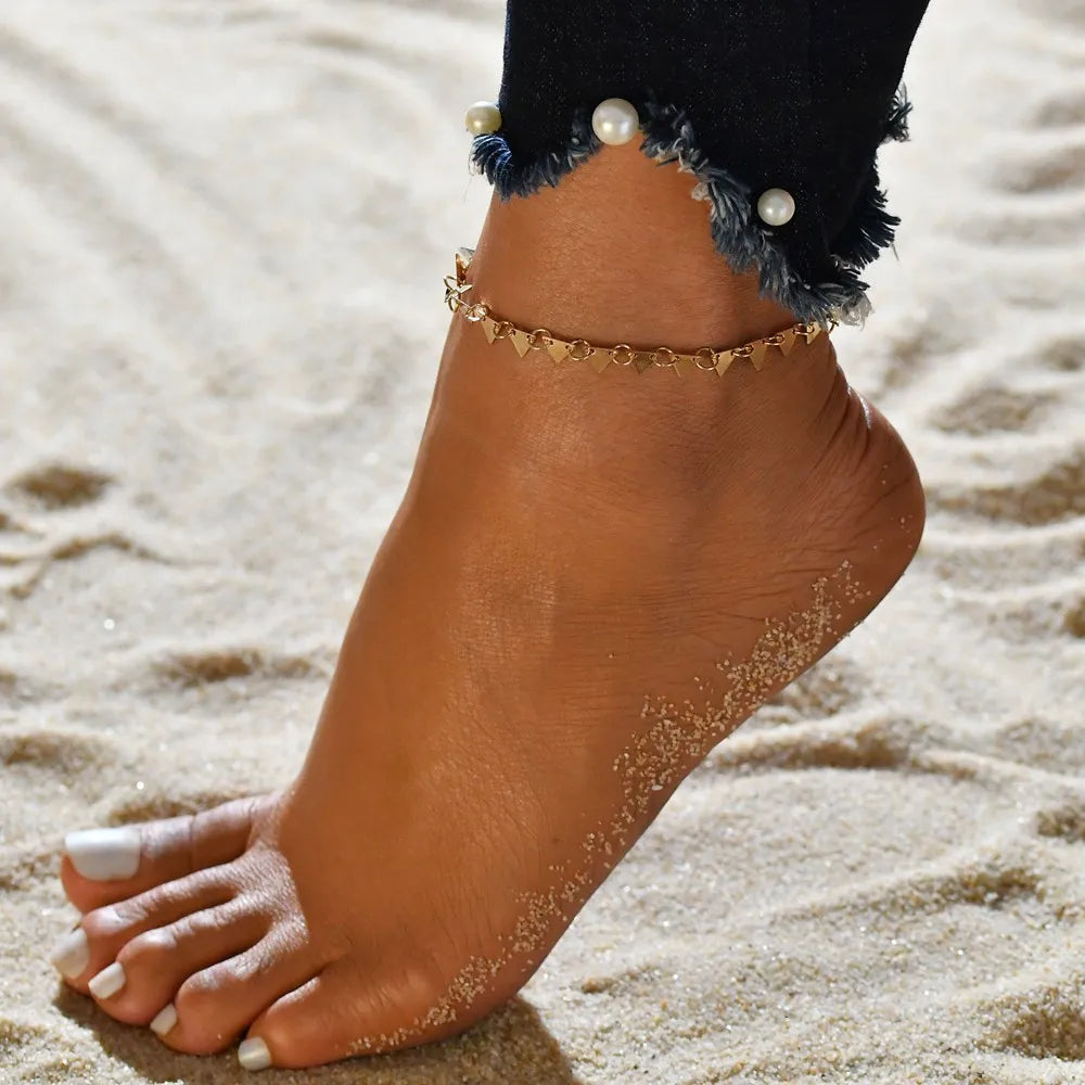 Modyle Vintage Beach Foot Anklet for Women Bohemian Female Anklets Summer Bracelet on the Leg Jewelry