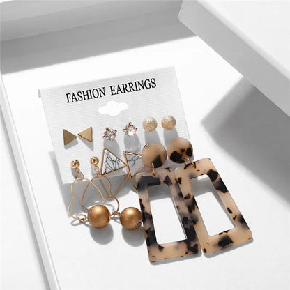 17KM Vintage Tassel Acrylic Earrings for Women Bohemian Earrings Set Big Dangle Drop Earring 2020 Brincos Female Jewelry