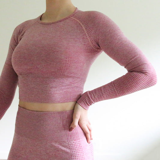 Nepoagym Women Vital Seamless Long Sleeve Crop Top Gym Crop Top Yoga Top Workout Shirts