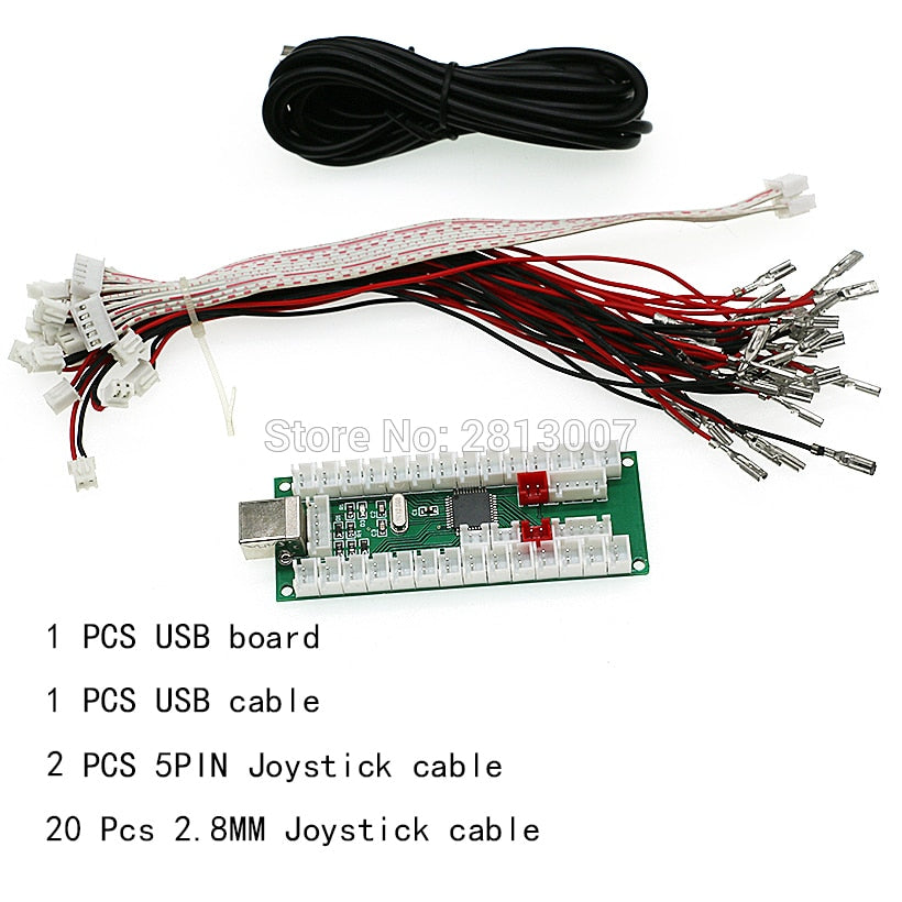 2 Players Arcade Zero Delay USB Encoder PC PS3 Raspberry Pi Android Joystick Board 5v LED Push Button Controller DIY