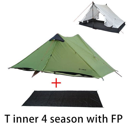 2023 T Zipper Inner Open Version LanShan 2 Two Person No-See-Um Light Weight 3 Seasons/4 Seasons 15D Silnylon Rodless Tent