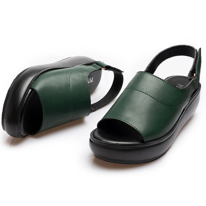 GKTINOO Women's Sandals Leather Platform Sandal 2023 Summer Thick Sole High Heels Ladies Sandal Summer Shoes for Women