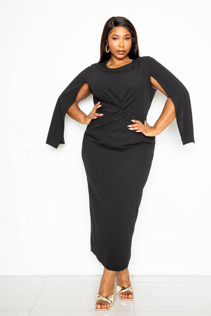 Caped Beautifully Plus Size Dress (Black)
