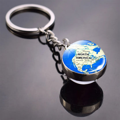 Vintage World Map Keychain Globe Earth Pendant Key Chain Americas Europe Australia Map Keychain Keyfob Christmas