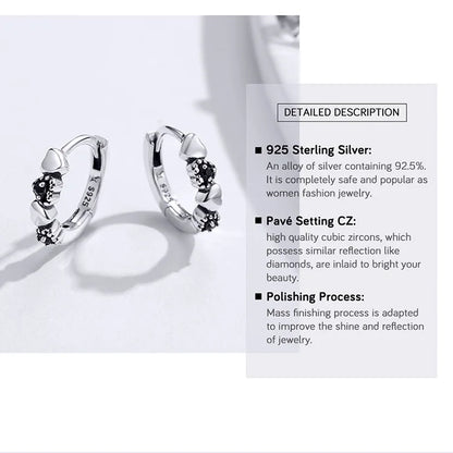 BAMOER 925 Sterling Silver Heart to Heart Hoop Earrings Silver for Women Sterling Silver Jewelry Valentine's Day