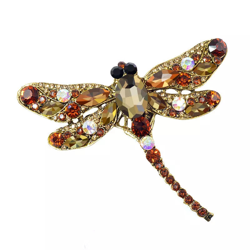 CINDY XIANG Vintage Rhinestone Dragonfly Brooches for Women Large Insect Brooch Pin Fashion Dress Coat Accessories Cute Jewelry