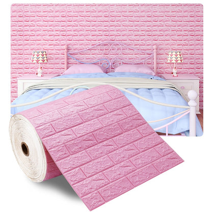 3D Self-Adhesive Wallpaper 70cm*1m Continuous Waterproof Brick Wall Stickers Living Room Bedroom Children's Room Home Decoration