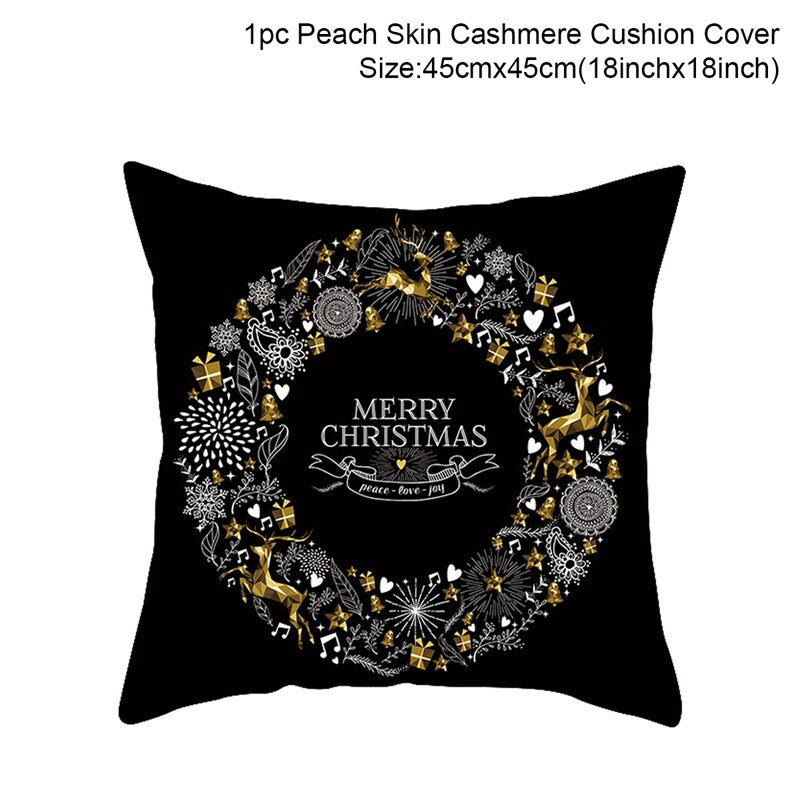 QIFU Cotton Linen Merry Christmas Cushion Covers 45x45cm Decorative Christmas Pi