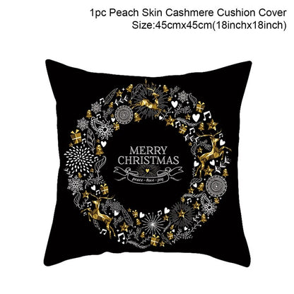 QIFU Cotton Linen Merry Christmas Cushion Covers 45x45cm Decorative Christmas Pi