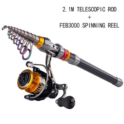 Goture Fishing Reel Rod Combo 2.7m 3.0m 3.6m Telescopic Fishing Rod 8 BB Spinning Reel for Carp Fishing Feeder Rod Reel Set Kit