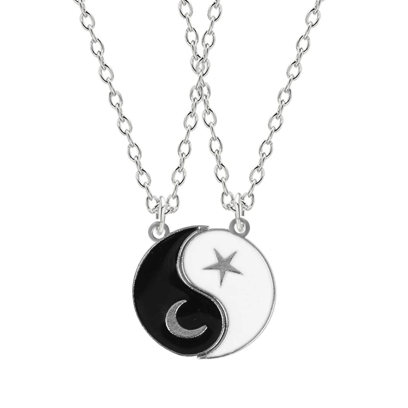 Best Friends Necklace for Women Couple Pendants Jewelry 2 Pcs/ Set Korean Fashion Harajuku Accessories