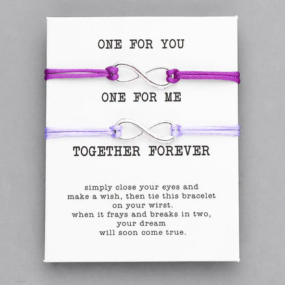 Pipitree 2pcs/Set Together Forever Love Infinity Bracelet for Lovers Red String Couple Bracelets Women Men's Wish Jewelry