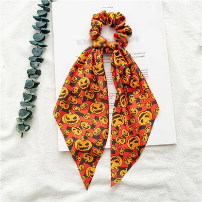 Santa Claus Bows Hair Scrunchies Long Ribbon Ponytail Scarf  Hair Tie Women Girls Elastic Hair Bands Christmas Hair Accessories
