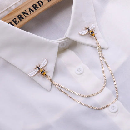 Cute Bee Vintage Brooches Pins Animal Alloy Metal Chain Brooch Broches Man Suit Shirt Collar Tassel Lapel Pin Women Jewelry