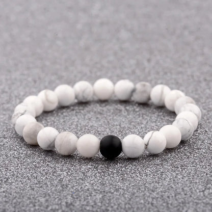 Couples Distance Bracelet Natural Wood Stone White and Black Yin Yang Beaded Bracelets for Men Women Best Friend Valentine's Day