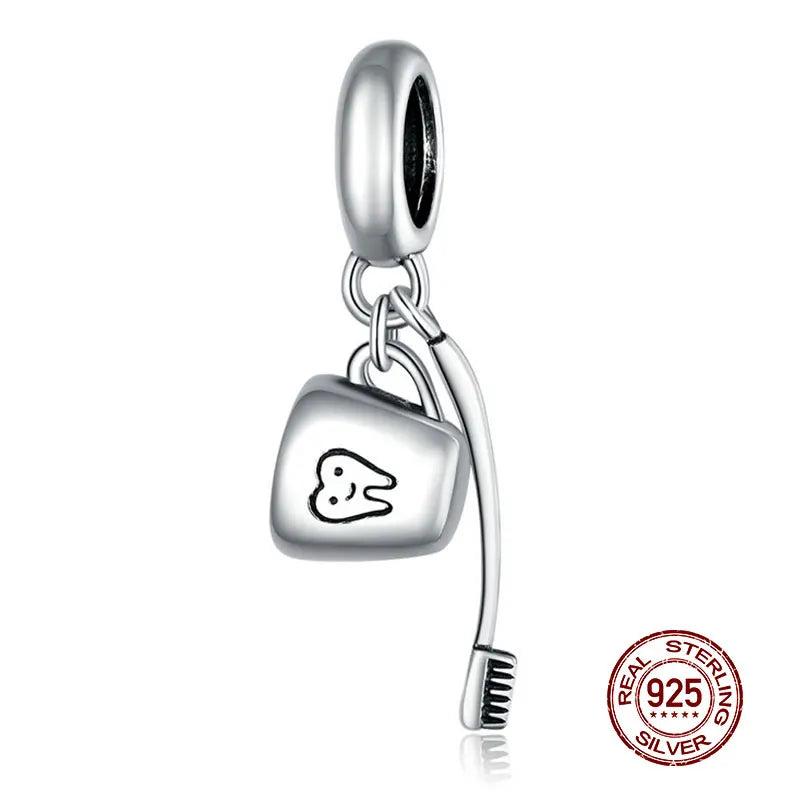 WOSTU 925 Sterling Silver Animal Cat Charm Pendant Heart Family Ladybug Bee Beads Fit Original Bracelet DIY Jewelry for Women