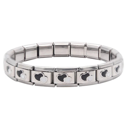 Hapiship Women Man Fashion Style Jewelry Heart Flower Butterfly Cross Dolphins Stainless Steel Elastic Bracelet Bangle ST00
