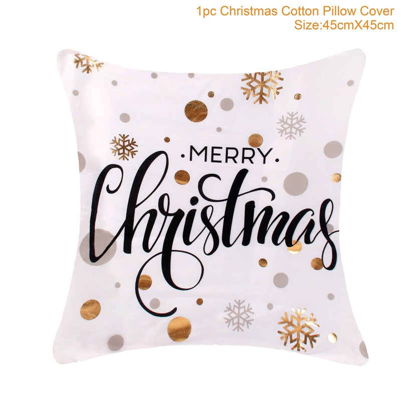 QIFU Cotton Linen Merry Christmas Cushion Covers 45x45cm Decorative Christmas Pi