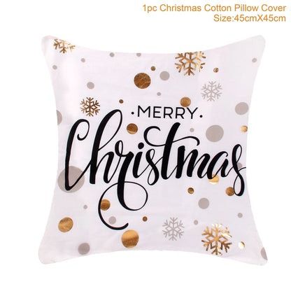 QIFU Cotton Linen Merry Christmas Cushion Covers 45x45cm Decorative Christmas Pi