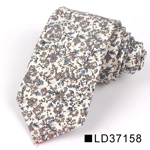 New Floral Tie for Men Women Skinny Cotton Neck Tie for Wedding Casual Mens Neckties Classic Suits Flower Print Neck Ties Cravat
