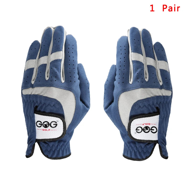 Pack 1 Pcs Mens Golf Glove Breathable Blue Micro Soft Fabric Left/Right LH RH Hand Non-Slip Gloves for Men