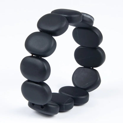 100%Quality Real Bianshi Black Natural Stone Bracelet Carve Black Beads Bracelet for Men&Women Jewelry