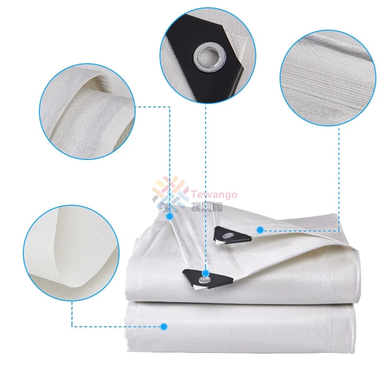 Tewango Heavy Duty Waterproof Tarpaulin Thicking Canvas Outdoor Awning Sunshade Cloth Car Cover Porch Patio Roof