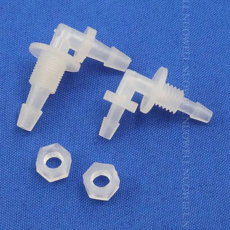 5~200pcs M6 M8 G1/8~g1/2 Thread to 2-12mm PP Bulkhead Union Elbow Connectors Hex Nut Aquarium Fish Tank Air Pump Hose Connector