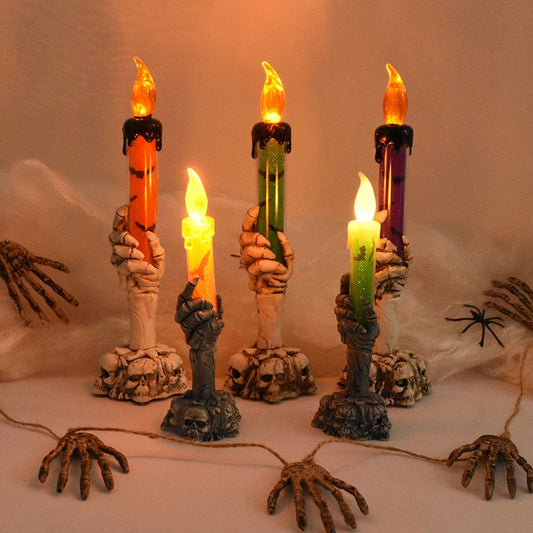 Halloween Led Candle Light Skeleton Ghost Hand Light Horror Props Halloween Party Decoration Supplies Kids Toy