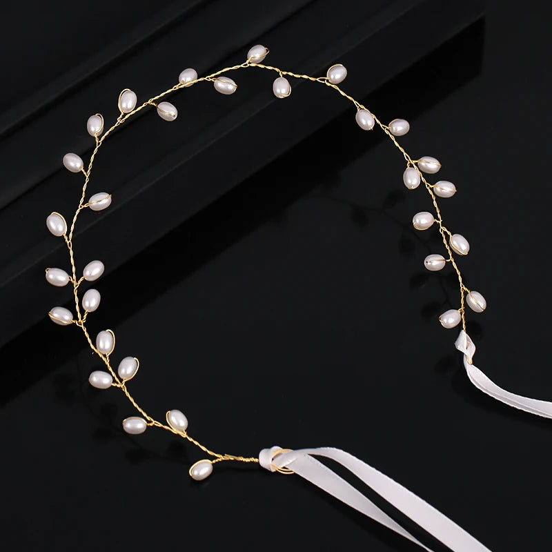 Gold/Silver Color Headbands Bride Hair Accessories Flower Pearl Crystal Hairbands Bridal Tiaras Headpiece Wedding Hair Jewelry