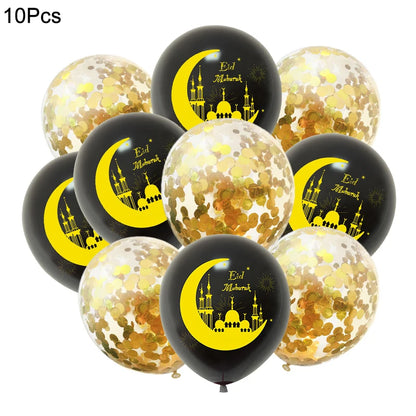 10Pcs Eid Mubarak Latex Balloon Ramadan Kareem Decoration Air Globos Ramadan Mubarak Muslim Islamic Festival Party Supplies 2024