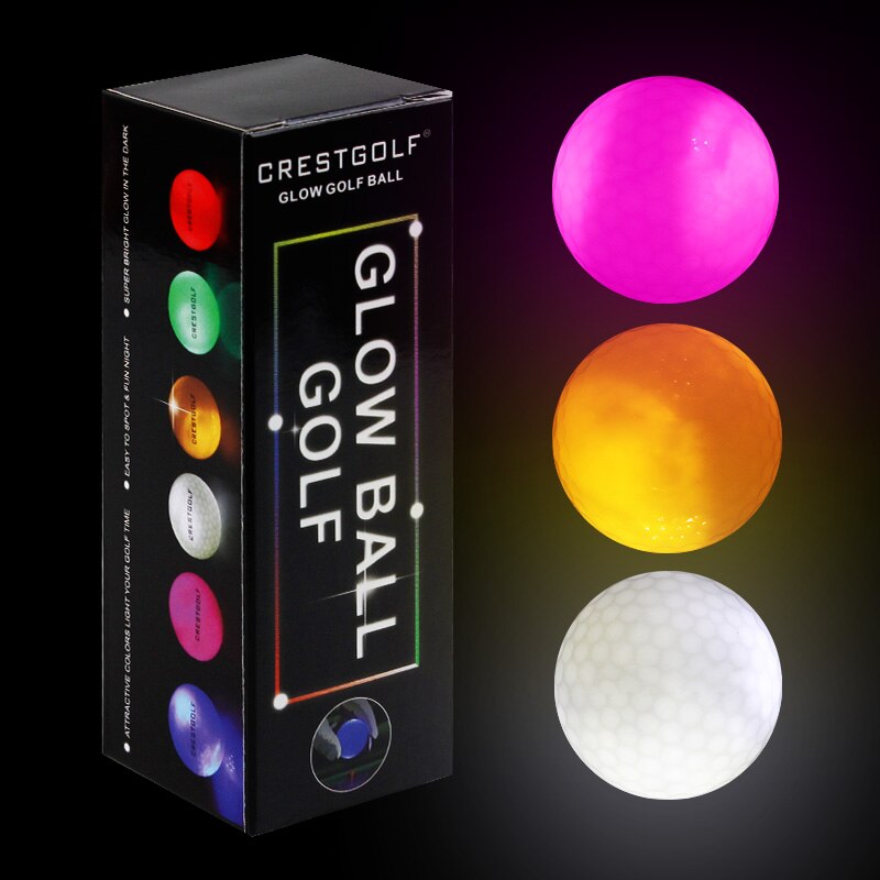 CRESTGOLF 3pcs/Per Pack Led Golf Balls for Night Training Luxury Golf Practice Balls With 6 Colors
