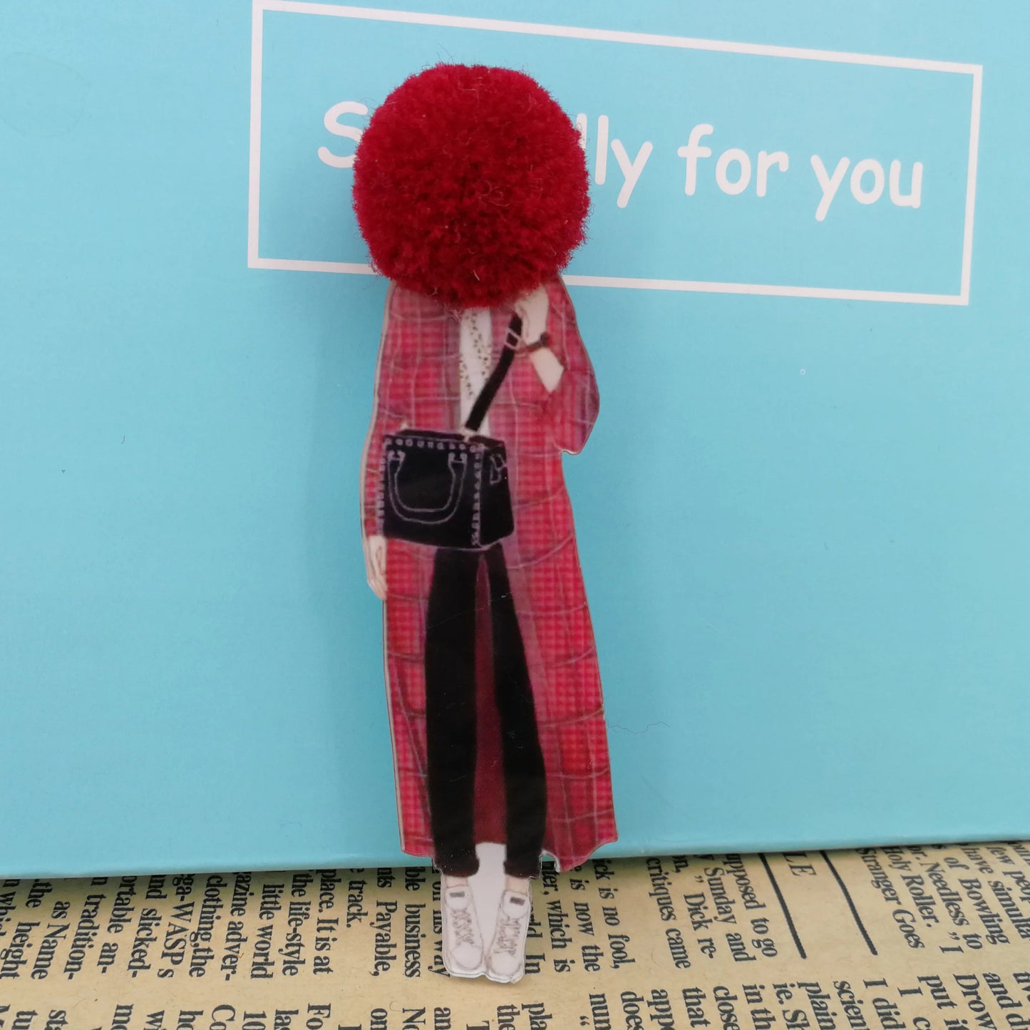 Fashion Brooch Pins for Woman Brooches Cute Girls Cartoon Models Acrylic Brooches Kawaii Pompom Clothing Jewelry Accessories