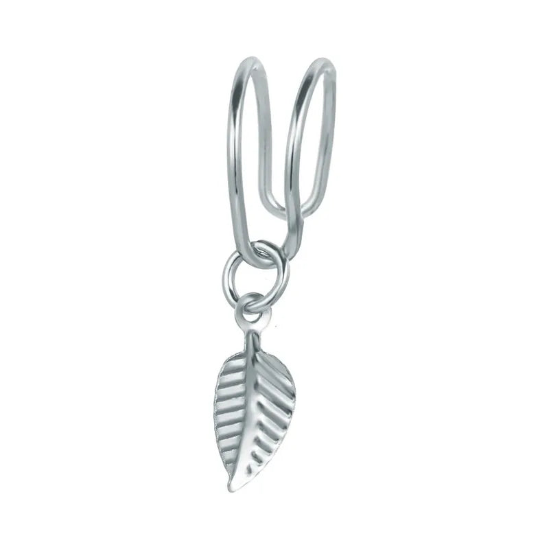 5Pcs/Set Stainless Steel C Shape Cross Clip Ear Cuffs Leaf Ear Clip Earrings for Women No Piercing Fake Cartilage Earring