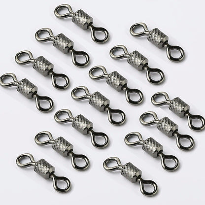 50pcs/Box Stainless Steel Fishing Connector Barrel Swivel Rolling Ball Sinker Tool Tackle Goods for Fly Fishing Hook Lure