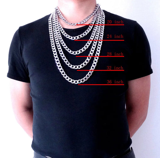 12mm 18'' - 36'' Inches Customize Length Mens High Quality Stainless Steel Necklace Curb Cuban Link Chain Fashion Jewerly