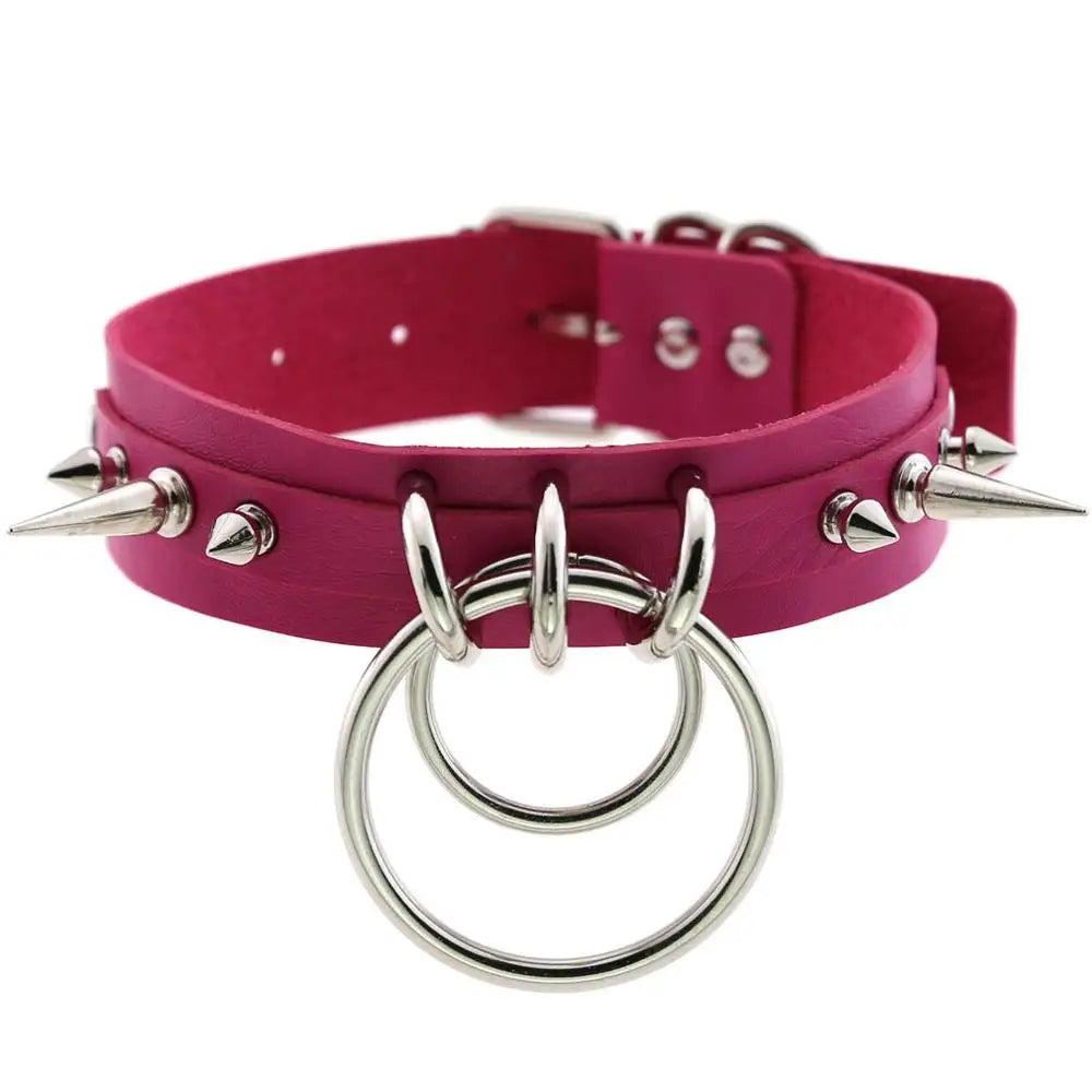 KMVEXO Punk Spike Metal Collar Girls Leather Harness Choker Necklace for Women Party Club Chockers Gothic Jewelry Harajuku 2019